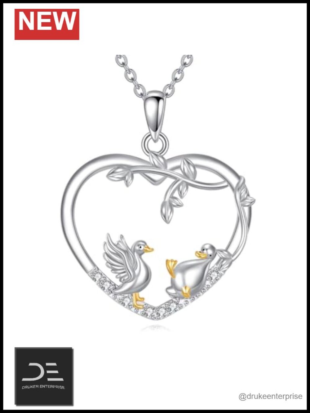 925 Sterling Silver Animal Pendant Necklace Heart Cute Gift